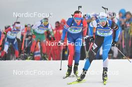 16.02.2023, Oberhof, Germany (GER): Michal Sima (SVK), Kristo Siimer (EST), (l-r) - IBU World Championships Biathlon, single mixed relay, Oberhof (GER). www.nordicfocus.com. © Reichert/NordicFocus. Every downloaded picture is fee-liable.