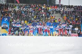 16.02.2023, Oberhof, Germany (GER): Suvi Minkkinen (FIN), Marte Olsbu Roeiseland (NOR), Lou Jeanmonnot (FRA), Lisa Theresa Hauser (AUT), Lena Haecki-Gross (SUI), Deedra Irwin (USA), (l-r) - IBU World Championships Biathlon, single mixed relay, Oberhof (GER). www.nordicfocus.com. © Reichert/NordicFocus. Every downloaded picture is fee-liable.