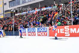 16.02.2023, Oberhof, Germany (GER): Anastasia Tolmacheva (ROU), Ekaterina Avvakumova (KOR), (l-r) - IBU World Championships Biathlon, single mixed relay, Oberhof (GER). www.nordicfocus.com. © Manzoni/NordicFocus. Every downloaded picture is fee-liable.