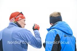 11.02.2023, Oberhof, Germany (GER): Benedikt Doll (GER) talking to FIS official - IBU World Championships Biathlon, sprint men, Oberhof (GER). www.nordicfocus.com. © Reichert/NordicFocus. Every downloaded picture is fee-liable.