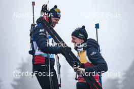 11.02.2023, Oberhof, Germany (GER): Sturla Holm Laegreid (NOR), Johannes Thingnes Boe (NOR), (l-r) - IBU World Championships Biathlon, sprint men, Oberhof (GER). www.nordicfocus.com. © Manzoni/NordicFocus. Every downloaded picture is fee-liable.