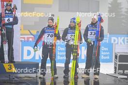 11.02.2023, Oberhof, Germany (GER): Johannes Dale (NOR), Dmytro Pidruchnyi (UKR), Vetle Sjaastad Christiansen (NOR), (l-r) - IBU World Championships Biathlon, sprint men, Oberhof (GER). www.nordicfocus.com. © Reichert/NordicFocus. Every downloaded picture is fee-liable.