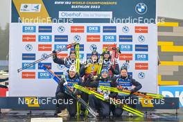 11.02.2023, Oberhof, Germany (GER): Vetle Sjaastad Christiansen (NOR), Dmytro Pidruchnyi (UKR), Johannes Dale (NOR), Tarjei Boe (NOR), Johannes Thingnes Boe (NOR), Sturla Holm Laegreid (NOR), (l-r) - IBU World Championships Biathlon, sprint men, Oberhof (GER). www.nordicfocus.com. © Reichert/NordicFocus. Every downloaded picture is fee-liable.