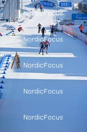 16.02.2023, Oberhof, Germany (GER): Tarjei Boe (NOR), Tara Geraghty-Moats (USA), (l-r) - IBU World Championships Biathlon, training, Oberhof (GER). www.nordicfocus.com. © Reichert/NordicFocus. Every downloaded picture is fee-liable.
