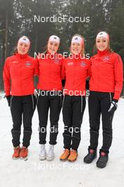 17.02.2023, Oberhof, Germany (GER): Nadia Moser (CAN), Benita Peiffer (CAN), Emma Lunder (CAN), Emily Dickson (CAN) - IBU World Championships Biathlon, training, Oberhof (GER). www.nordicfocus.com. © Manzoni/NordicFocus. Every downloaded picture is fee-liable.