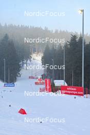 07.02.2023, Oberhof, Germany (GER): Event Feature: track, sun, fog - IBU World Championships Biathlon, training, Oberhof (GER). www.nordicfocus.com. © Reichert/NordicFocus. Every downloaded picture is fee-liable.
