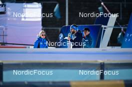 15.02.2023, Oberhof, Germany (GER): Jenni Ahonen (FIN), IBU Junior Digital Manager, Giulio Gasparin (ITA), IBU TV, (l-r) - IBU World Championships Biathlon, training, Oberhof (GER). www.nordicfocus.com. © Reichert/NordicFocus. Every downloaded picture is fee-liable.
