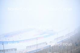 12.02.2023, Oberhof, Germany (GER): Event Feature: stands, arena, fog - IBU World Championships Biathlon, training, Oberhof (GER). www.nordicfocus.com. © Reichert/NordicFocus. Every downloaded picture is fee-liable.