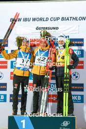 26.11.2023, Oestersund, Sweden, (SWE): Justus Strelow (GER), Roman Rees (GER), Johannes Thingnes Boe (NOR), (l-r) - IBU World Cup Biathlon, individual men, Oestersund (SWE). www.nordicfocus.com. © Authamayou/NordicFocus. Every downloaded picture is fee-liable.