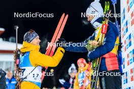 26.11.2023, Oestersund, Sweden, (SWE): Justus Strelow (GER), Johannes Thingnes Boe (NOR), (l-r) - IBU World Cup Biathlon, individual men, Oestersund (SWE). www.nordicfocus.com. © Manzoni/NordicFocus. Every downloaded picture is fee-liable.