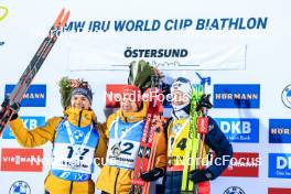26.11.2023, Oestersund, Sweden, (SWE): Justus Strelow (GER), Roman Rees (GER), Johannes Thingnes Boe (NOR), (l-r) - IBU World Cup Biathlon, individual men, Oestersund (SWE). www.nordicfocus.com. © Manzoni/NordicFocus. Every downloaded picture is fee-liable.