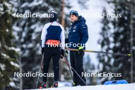 26.11.2023, Oestersund, Sweden, (SWE): Chloe Chevalier (FRA), Cyril Burdet (FRA), coach Team France, (l-r) - IBU World Cup Biathlon, individual women, Oestersund (SWE). www.nordicfocus.com. © Manzoni/NordicFocus. Every downloaded picture is fee-liable.