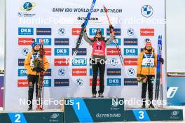 26.11.2023, Oestersund, Sweden, (SWE): Franziska Preuss (GER), Lisa Vittozzi (ITA), Vanessa Voigt (GER), (l-r) - IBU World Cup Biathlon, individual women, Oestersund (SWE). www.nordicfocus.com. © Authamayou/NordicFocus. Every downloaded picture is fee-liable.