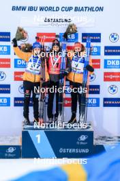 26.11.2023, Oestersund, Sweden, (SWE): Franziska Preuss (GER), Lisa Vittozzi (ITA), Vanessa Voigt (GER), (l-r) - IBU World Cup Biathlon, individual women, Oestersund (SWE). www.nordicfocus.com. © Manzoni/NordicFocus. Every downloaded picture is fee-liable.