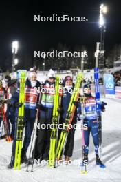 25.11.2023, Oestersund, Sweden, (SWE): Tarjei Boe (NOR), Johannes Thingnes Boe (NOR), Karoline Offigstad Knotten (NOR), Ingrid Landmark Tandrevold (NOR), (l-r) - IBU World Cup Biathlon, mixed relay, Oestersund (SWE). www.nordicfocus.com. © Authamayou/NordicFocus. Every downloaded picture is fee-liable.