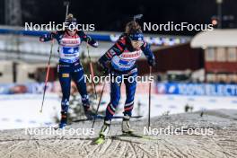 25.11.2023, Oestersund, Sweden, (SWE): Ingrid Landmark Tandrevold (NOR), Lou Jeanmonnot (FRA), (l-r) - IBU World Cup Biathlon, mixed relay, Oestersund (SWE). www.nordicfocus.com. © Manzoni/NordicFocus. Every downloaded picture is fee-liable.