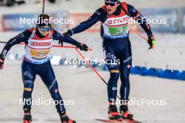 25.11.2023, Oestersund, Sweden, (SWE): Dorothea Wierer (ITA), Tommaso Giacomel (ITA), (l-r) - IBU World Cup Biathlon, mixed relay, Oestersund (SWE). www.nordicfocus.com. © Manzoni/NordicFocus. Every downloaded picture is fee-liable.