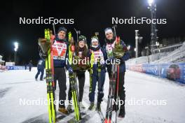 25.11.2023, Oestersund, Sweden, (SWE): Quentin Fillon Maillet (FRA), Lou Jeanmonnot (FRA), Justine Braisaz-Bouchet (FRA), Emilien Jacquelin (FRA), (l-r) - IBU World Cup Biathlon, mixed relay, Oestersund (SWE). www.nordicfocus.com. © Authamayou/NordicFocus. Every downloaded picture is fee-liable.