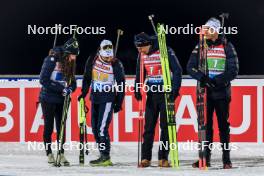 25.11.2023, Oestersund, Sweden, (SWE): Lou Jeanmonnot (FRA), Justine Braisaz-Bouchet (FRA), Quentin Fillon Maillet (FRA), Emilien Jacquelin (FRA), (l-r) - IBU World Cup Biathlon, mixed relay, Oestersund (SWE). www.nordicfocus.com. © Manzoni/NordicFocus. Every downloaded picture is fee-liable.