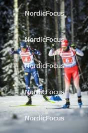 25.11.2023, Oestersund, Sweden, (SWE): Tarjei Boe (NOR), Sebastian Stalder (SUI), (l-r) - IBU World Cup Biathlon, mixed relay, Oestersund (SWE). www.nordicfocus.com. © Authamayou/NordicFocus. Every downloaded picture is fee-liable.