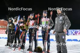 25.11.2023, Oestersund, Sweden, (SWE): Dorothea Wierer (ITA), Lisa Vittozzi (ITA), Didier Bionaz (ITA), Tommaso Giacomel (ITA), (l-r) - IBU World Cup Biathlon, mixed relay, Oestersund (SWE). www.nordicfocus.com. © Authamayou/NordicFocus. Every downloaded picture is fee-liable.