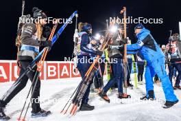 25.11.2023, Oestersund, Sweden, (SWE): Lisa Vittozzi (ITA), Dorothea Wierer (ITA), Tommaso Giacomel (ITA), (l-r) - IBU World Cup Biathlon, mixed relay, Oestersund (SWE). www.nordicfocus.com. © Manzoni/NordicFocus. Every downloaded picture is fee-liable.