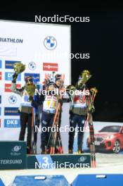 25.11.2023, Oestersund, Sweden, (SWE): Lisa Vittozzi (ITA), Dorothea Wierer (ITA), Tommaso Giacomel (ITA), Didier Bionaz (ITA), (l-r) - IBU World Cup Biathlon, mixed relay, Oestersund (SWE). www.nordicfocus.com. © Authamayou/NordicFocus. Every downloaded picture is fee-liable.
