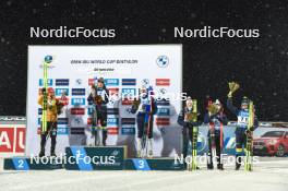 03.12.2023, Oestersund, Sweden, (SWE): Philipp Nawrath (GER), Sebastian Samuelsson (SWE), Vetle Sjaastad Christiansen (NOR), Tarjei Boe (NOR), Endre Stroemsheim (NOR), Martin Ponsiluoma (SWE), (l-r) - IBU World Cup Biathlon, pursuit men, Oestersund (SWE). www.nordicfocus.com. © Authamayou/NordicFocus. Every downloaded picture is fee-liable.