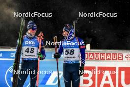 03.12.2023, Oestersund, Sweden, (SWE): Sean Doherty (USA), Jake Brown (USA), (l-r) - IBU World Cup Biathlon, pursuit men, Oestersund (SWE). www.nordicfocus.com. © Manzoni/NordicFocus. Every downloaded picture is fee-liable.