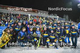 03.12.2023, Oestersund, Sweden, (SWE): Sebastian Samuelsson (SWE), Martin Ponsiluoma (SWE), with their Team (l-r) - IBU World Cup Biathlon, pursuit men, Oestersund (SWE). www.nordicfocus.com. © Authamayou/NordicFocus. Every downloaded picture is fee-liable.