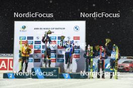 03.12.2023, Oestersund, Sweden, (SWE): Philipp Nawrath (GER), Sebastian Samuelsson (SWE), Vetle Sjaastad Christiansen (NOR), Tarjei Boe (NOR), Endre Stroemsheim (NOR), Martin Ponsiluoma (SWE), (l-r) - IBU World Cup Biathlon, pursuit men, Oestersund (SWE). www.nordicfocus.com. © Authamayou/NordicFocus. Every downloaded picture is fee-liable.