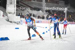 03.12.2023, Oestersund, Sweden, (SWE): Justus Strelow (GER), Quentin Fillon Maillet (FRA), (l-r) - IBU World Cup Biathlon, pursuit men, Oestersund (SWE). www.nordicfocus.com. © Authamayou/NordicFocus. Every downloaded picture is fee-liable.