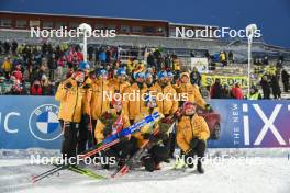 03.12.2023, Oestersund, Sweden, (SWE): Vanessa Voigt (GER), Franziska Preuss (GER), with their Team (l-r) - IBU World Cup Biathlon, pursuit women, Oestersund (SWE). www.nordicfocus.com. © Authamayou/NordicFocus. Every downloaded picture is fee-liable.
