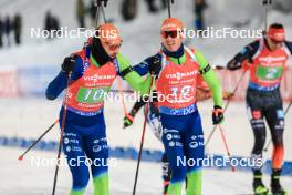30.11.2023, Oestersund, Sweden, (SWE): Jakov Fak (SLO), Miha Dovzan (SLO), (l-r) - IBU World Cup Biathlon, relay men, Oestersund (SWE). www.nordicfocus.com. © Manzoni/NordicFocus. Every downloaded picture is fee-liable.