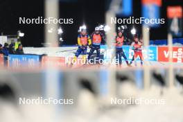 30.11.2023, Oestersund, Sweden, (SWE): Oskar Brandt (SWE), Eric Perrot (FRA), Didier Bionaz (ITA), (l-r) - IBU World Cup Biathlon, relay men, Oestersund (SWE). www.nordicfocus.com. © Manzoni/NordicFocus. Every downloaded picture is fee-liable.
