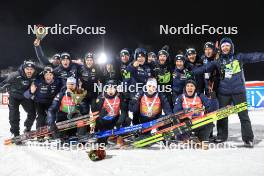 30.11.2023, Oestersund, Sweden, (SWE): Emilien Jacquelin (FRA), Eric Perrot (FRA), Fabien Claude (FRA), Quentin Fillon Maillet (FRA), (l-r) - IBU World Cup Biathlon, relay men, Oestersund (SWE). www.nordicfocus.com. © Manzoni/NordicFocus. Every downloaded picture is fee-liable.