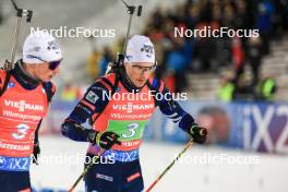30.11.2023, Oestersund, Sweden, (SWE): Eric Perrot (FRA), Emilien Jacquelin (FRA), (l-r) - IBU World Cup Biathlon, relay men, Oestersund (SWE). www.nordicfocus.com. © Manzoni/NordicFocus. Every downloaded picture is fee-liable.