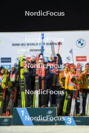 30.11.2023, Oestersund, Sweden, (SWE): Tarjei Boe (NOR), Johannes Thingnes Boe (NOR), Endre Stroemsheim (NOR), Vetle Sjaastad Christiansen (NOR), (l-r) - IBU World Cup Biathlon, relay men, Oestersund (SWE). www.nordicfocus.com. © Authamayou/NordicFocus. Every downloaded picture is fee-liable.