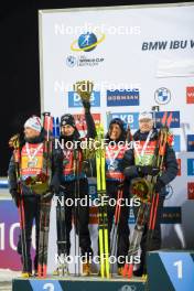30.11.2023, Oestersund, Sweden, (SWE): Fabien Claude (FRA), Eric Perrot (FRA), Quentin Fillon Maillet (FRA), Emilien Jacquelin (FRA), (l-r) - IBU World Cup Biathlon, relay men, Oestersund (SWE). www.nordicfocus.com. © Authamayou/NordicFocus. Every downloaded picture is fee-liable.
