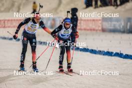 29.11.2023, Oestersund, Sweden, (SWE): Vanessa Voigt (GER), Franziska Preuss (GER), (l-r) - IBU World Cup Biathlon, relay women, Oestersund (SWE). www.nordicfocus.com. © Manzoni/NordicFocus. Every downloaded picture is fee-liable.