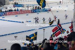 29.11.2023, Oestersund, Sweden, (SWE): Sanita Bulina (LAT), Lou Jeanmonnot (FRA), Anna Magnusson (SWE), Kristina Oberthaler (AUT), Marthe Krakstad Johansen (NOR), Tereza Vobornikova (CZE), (l-r) - IBU World Cup Biathlon, relay women, Oestersund (SWE). www.nordicfocus.com. © Manzoni/NordicFocus. Every downloaded picture is fee-liable.