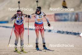 29.11.2023, Oestersund, Sweden, (SWE): Lena Haecki-Gross (SUI), Aita Gasparin (SUI), (l-r) - IBU World Cup Biathlon, relay women, Oestersund (SWE). www.nordicfocus.com. © Manzoni/NordicFocus. Every downloaded picture is fee-liable.