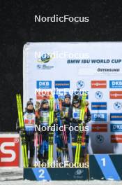 29.11.2023, Oestersund, Sweden, (SWE): Anna Magnusson (SWE), Linn Persson (SWE), Elvira Oeberg (SWE), Hanna Oeberg (SWE), (l-r) - IBU World Cup Biathlon, relay women, Oestersund (SWE). www.nordicfocus.com. © Authamayou/NordicFocus. Every downloaded picture is fee-liable.
