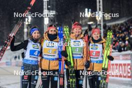 29.11.2023, Oestersund, Sweden, (SWE): Franziska Preuss (GER), Vanessa Voigt (GER), Selina Grotian (GER), Janina Hettich-Walz (GER), (l-r) - IBU World Cup Biathlon, relay women, Oestersund (SWE). www.nordicfocus.com. © Manzoni/NordicFocus. Every downloaded picture is fee-liable.