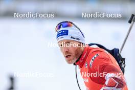 25.11.2023, Oestersund, Sweden, (SWE): Simon Eder (AUT) - IBU World Cup Biathlon, single mixed relay, Oestersund (SWE). www.nordicfocus.com. © Manzoni/NordicFocus. Every downloaded picture is fee-liable.