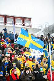 25.11.2023, Oestersund, Sweden, (SWE): Feature: Venue, stands, fans, flag - IBU World Cup Biathlon, single mixed relay, Oestersund (SWE). www.nordicfocus.com. © Authamayou/NordicFocus. Every downloaded picture is fee-liable.