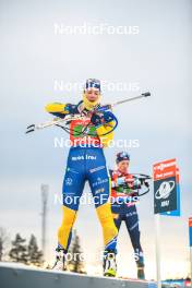25.11.2023, Oestersund, Sweden, (SWE): Hanna Oeberg (SWE), Juni Arnekleiv (NOR), (l-r) - IBU World Cup Biathlon, single mixed relay, Oestersund (SWE). www.nordicfocus.com. © Authamayou/NordicFocus. Every downloaded picture is fee-liable.