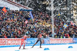 25.11.2023, Oestersund, Sweden, (SWE): Simon Eder (AUT), Justus Strelow (GER), (l-r) - IBU World Cup Biathlon, single mixed relay, Oestersund (SWE). www.nordicfocus.com. © Manzoni/NordicFocus. Every downloaded picture is fee-liable.