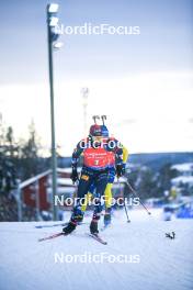25.11.2023, Oestersund, Sweden, (SWE): Sturla Holm Laegreid (NOR), Sebastian Samuelsson (SWE), (l-r) - IBU World Cup Biathlon, single mixed relay, Oestersund (SWE). www.nordicfocus.com. © Authamayou/NordicFocus. Every downloaded picture is fee-liable.