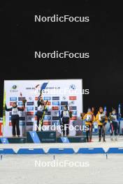 01.12.2023, Oestersund, Sweden, (SWE): Karoline Offigstad Knotten (NOR), Lou Jeanmonnot (FRA), Juni Arnekleiv (NOR), Franziska Preuss (GER), Vanessa Voigt (GER), Ingrid Landmark Tandrevold (NOR), (l-r) - IBU World Cup Biathlon, sprint women, Oestersund (SWE). www.nordicfocus.com. © Authamayou/NordicFocus. Every downloaded picture is fee-liable.